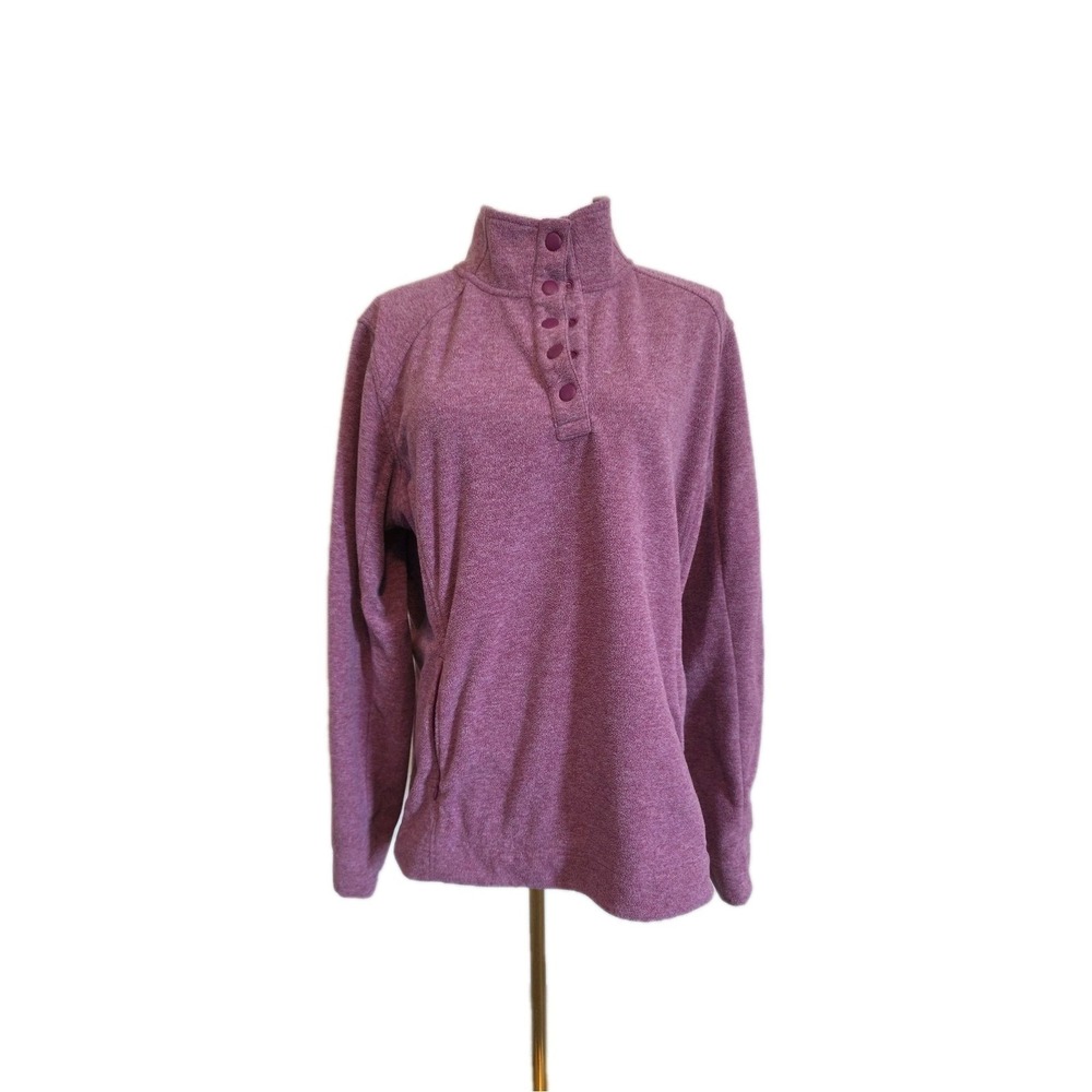 Duluth Trading Co Fleece Women's XL 1/4 Snap Pullover Burgundy with Thumb‎ Holes